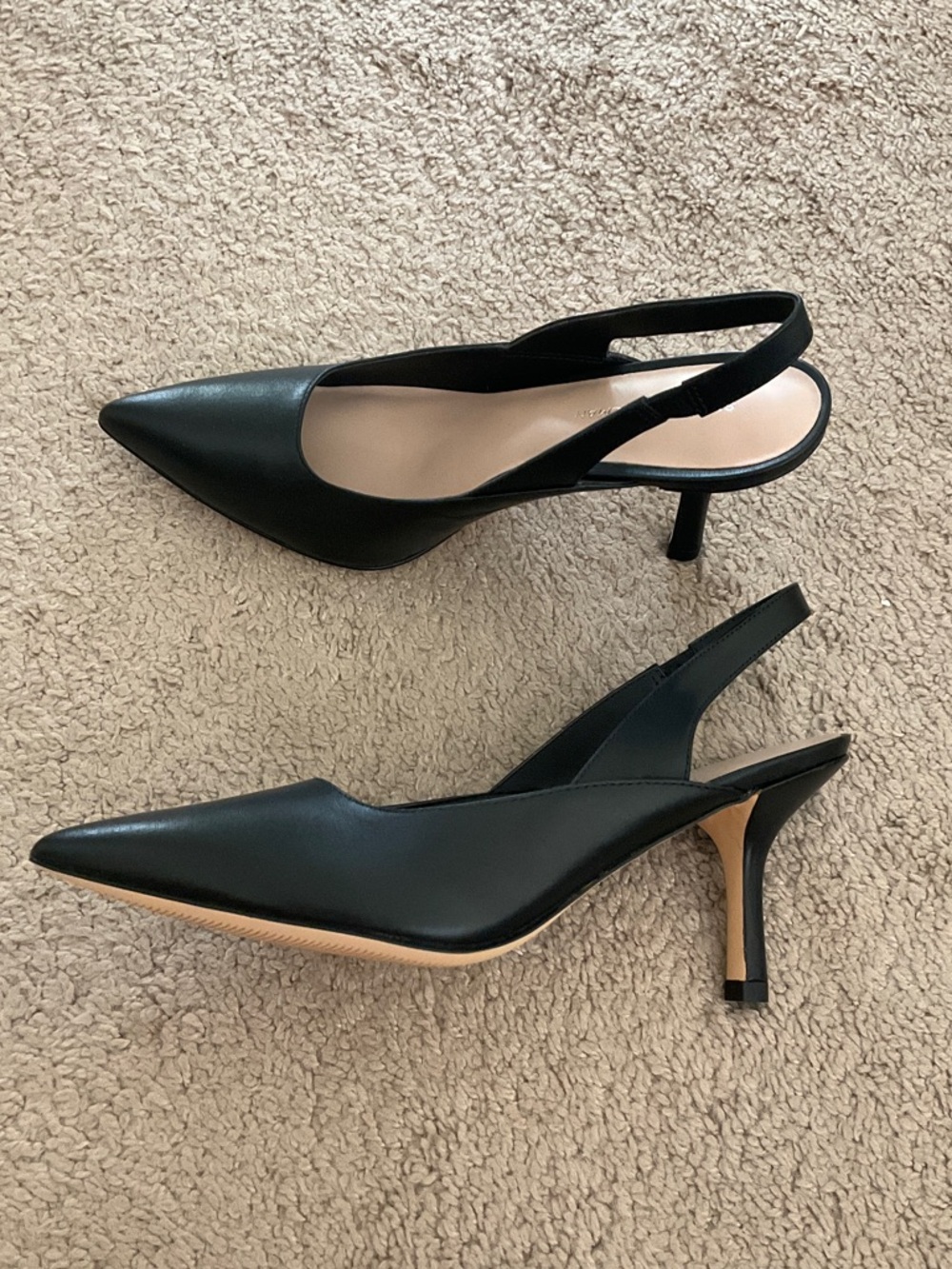 Stuart Weitzman Black Leather Pointed-Toe Slingback Pump - Picture 3 of 8